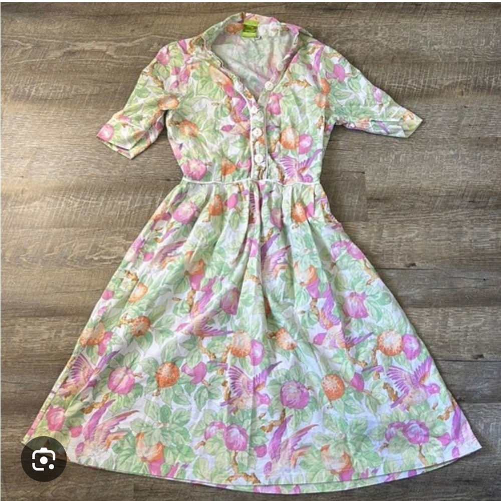 Shabby Apple Floral Dress in Pink and Green